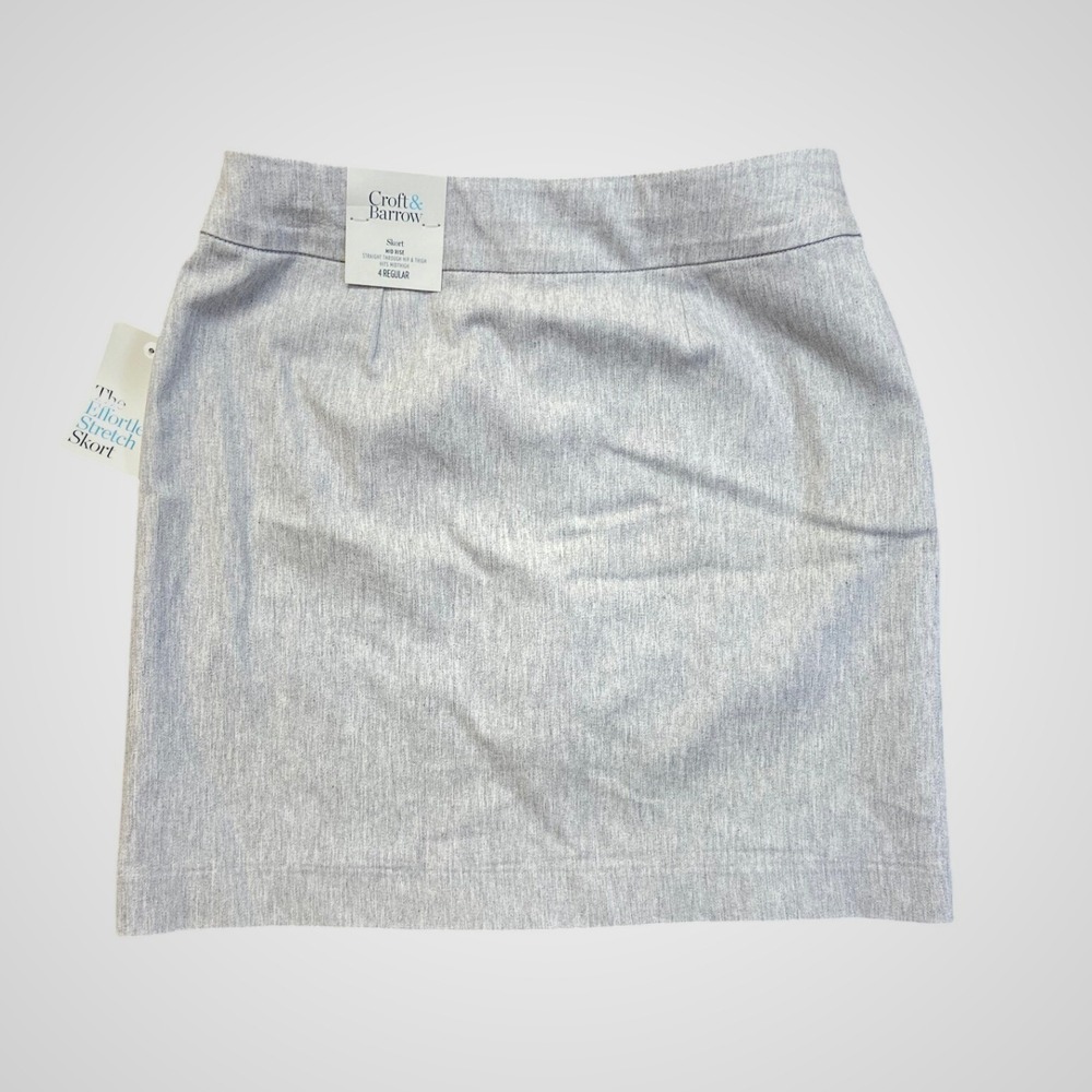 Croft & Barrow Effortless Stretch Skort Heather Smoke‎ Grey Size 4 Regular NEW